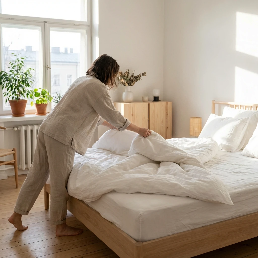 Membersihkan dan merapikan kamar tidur tahun 2026